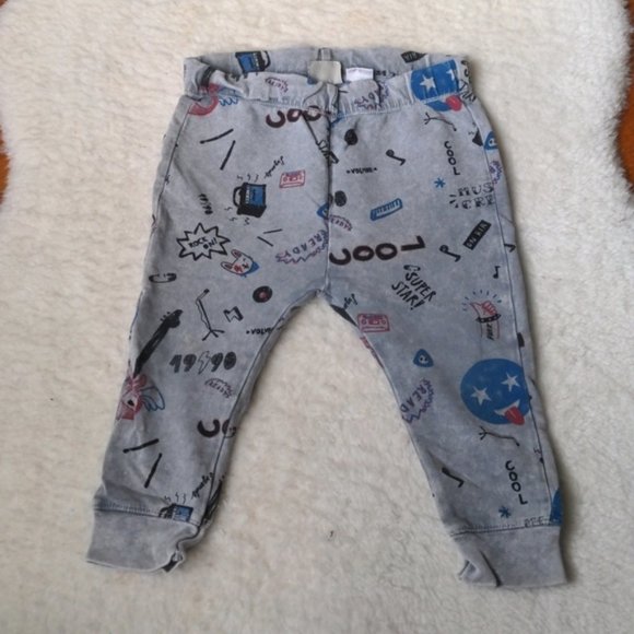 baby kids boys girls unisex rock n roll punk print Pants joggers 18/24 mos - Picture 1 of 5